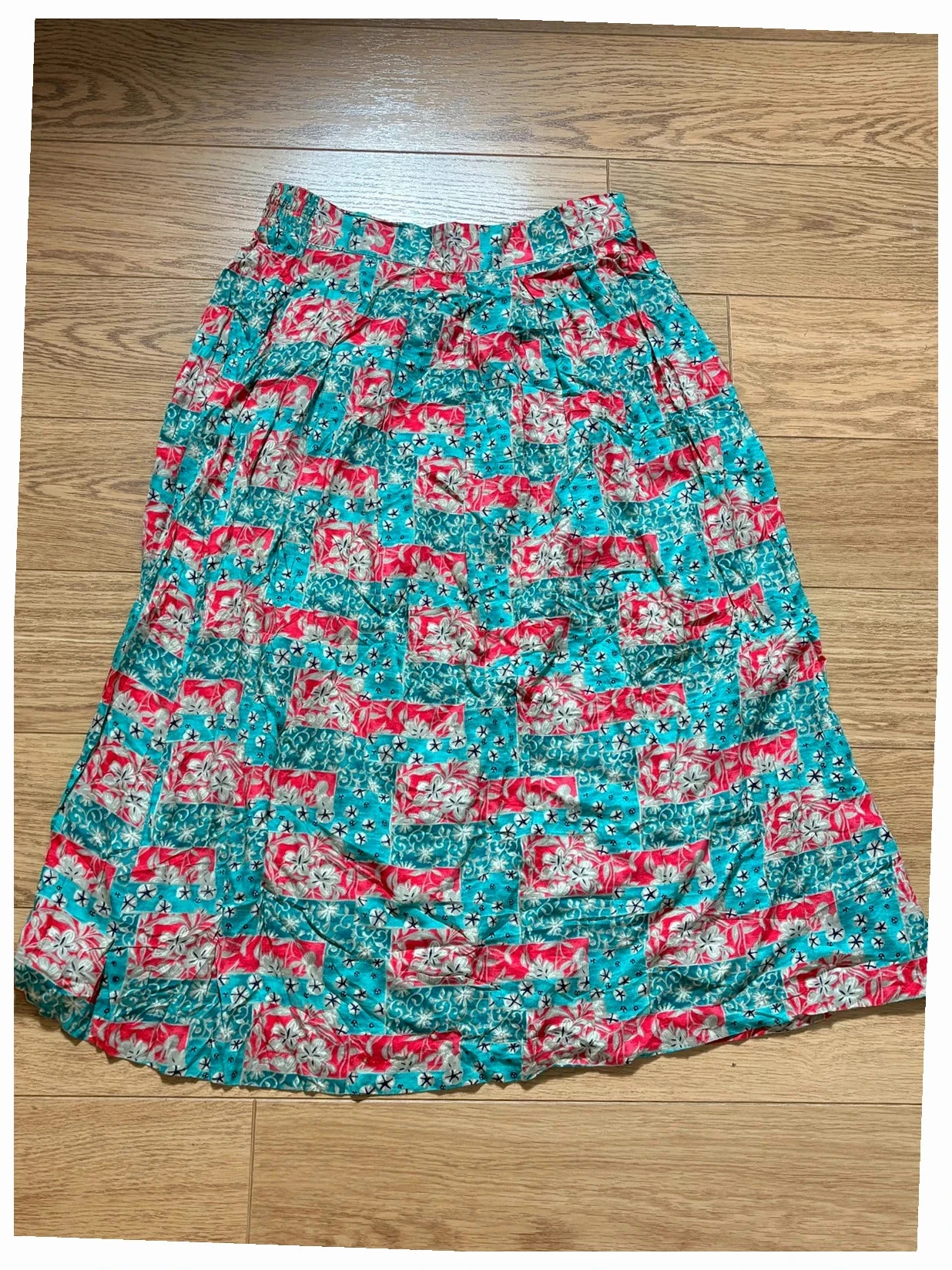 Jupe vintage Kim Rogers made in USA T16 100% rayon longue fluide fleurie bohème rétro